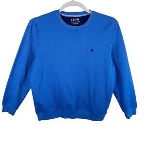 IZOD Advantage Performance Stretch Blue Cotton Blend Crew Neck Sweatshirt Mens L